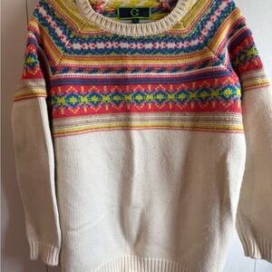 Cozy Fair Isle Crewneck Sweater - Multicolor on Cream